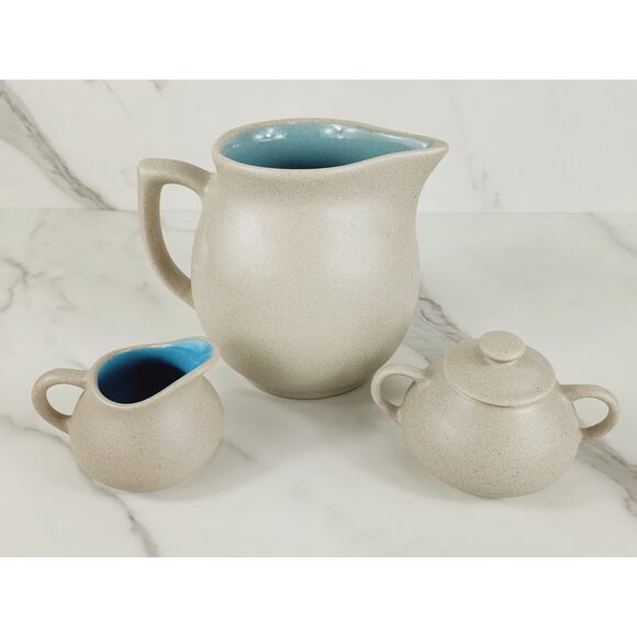 The Pigeon Forge Pottery Dogwood Floral Pitcher Jug Creamer Sugar Bowl x3 Vtg - Picture 7 of 16